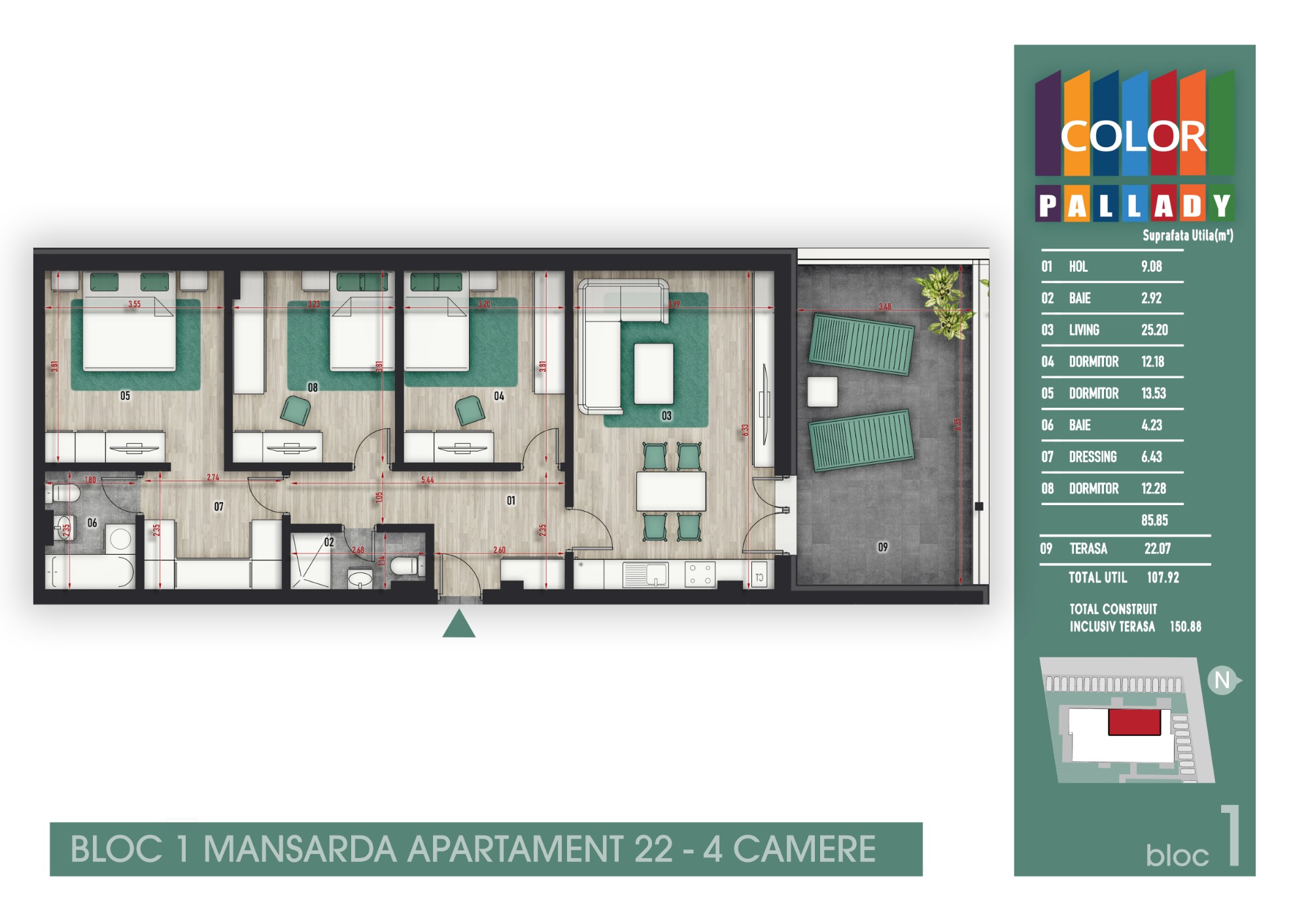 Bloc 1 - Mansarda - Apartament 22